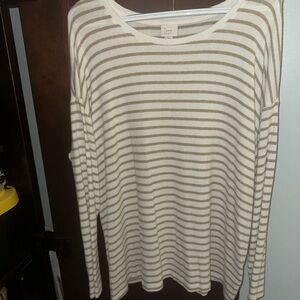 a new day Tan and White Striped Sweater